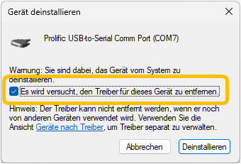 Treiber deinstallieren