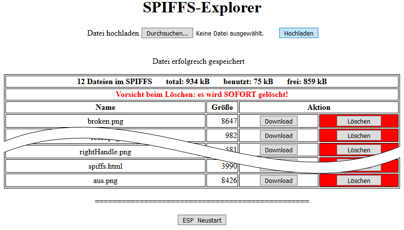 Screenshot SPIFFS-Editor